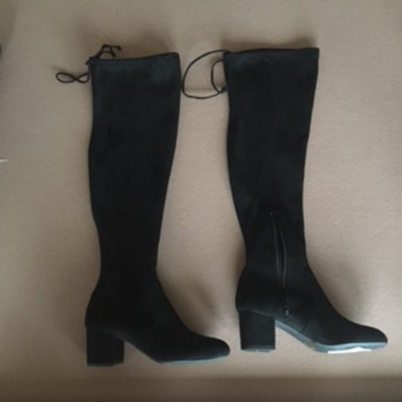 GIANNI BINI Trillia Suede Like Over-the-Knee Block Heel Boots, New, Black 6 - Picture 9 of 14